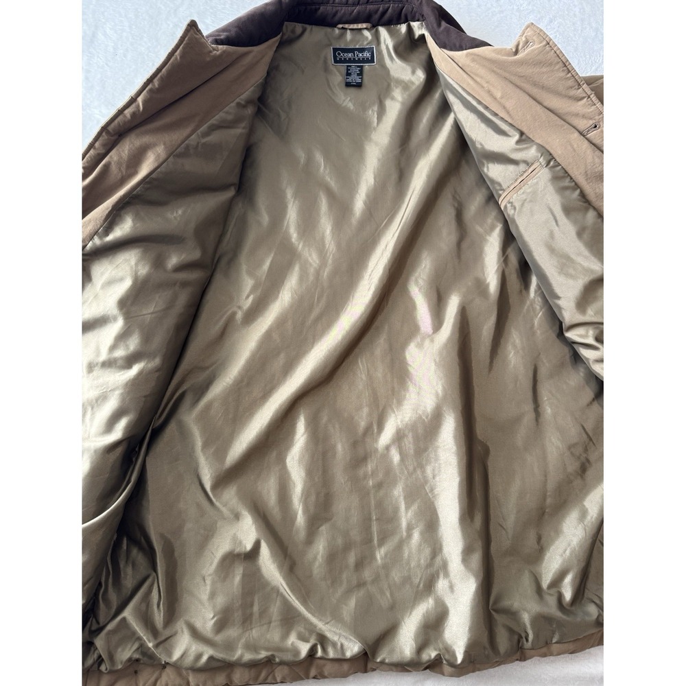 Ocean Pacific Tan Suede Collar Quilted Barn Coat Pockets Lined Size XXL‎ - Picture 11 of 15